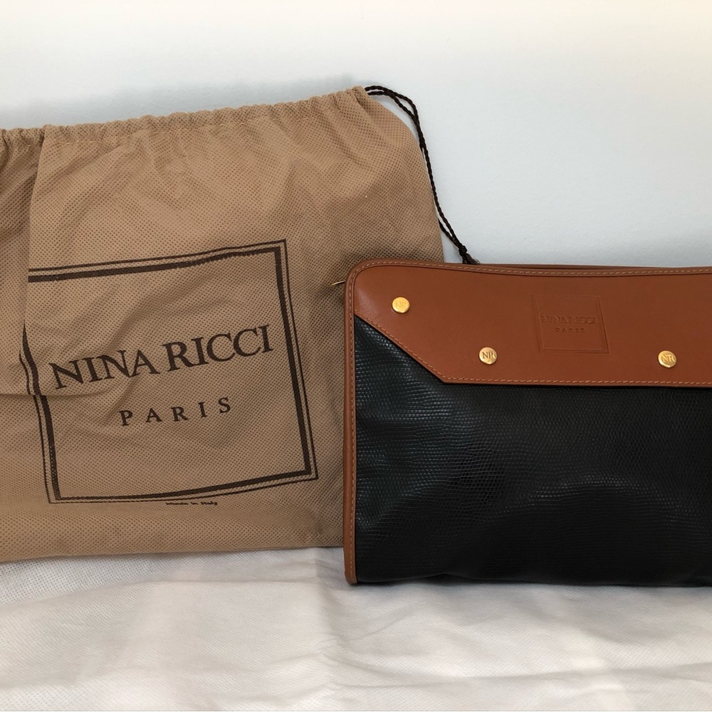 Nina Ricci Black and Brown Toiletry Bag with Minimalist Design